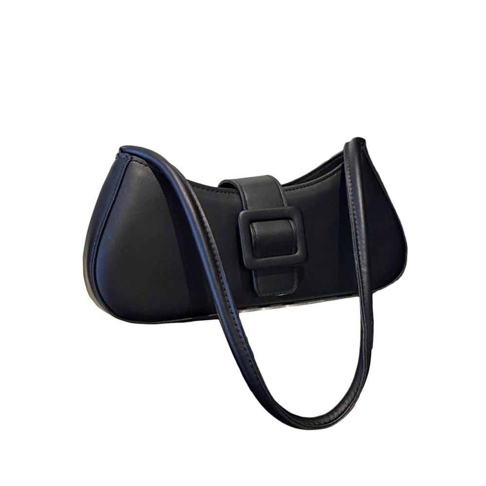 Glossy Buckle Retro Hobo Bags Pu Leather Solid Clutch Shoulder :|